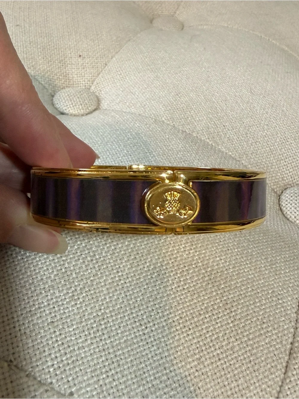 MacKenzie-Childs Gold-Tone Bracelet with Purple Enamel Inlay